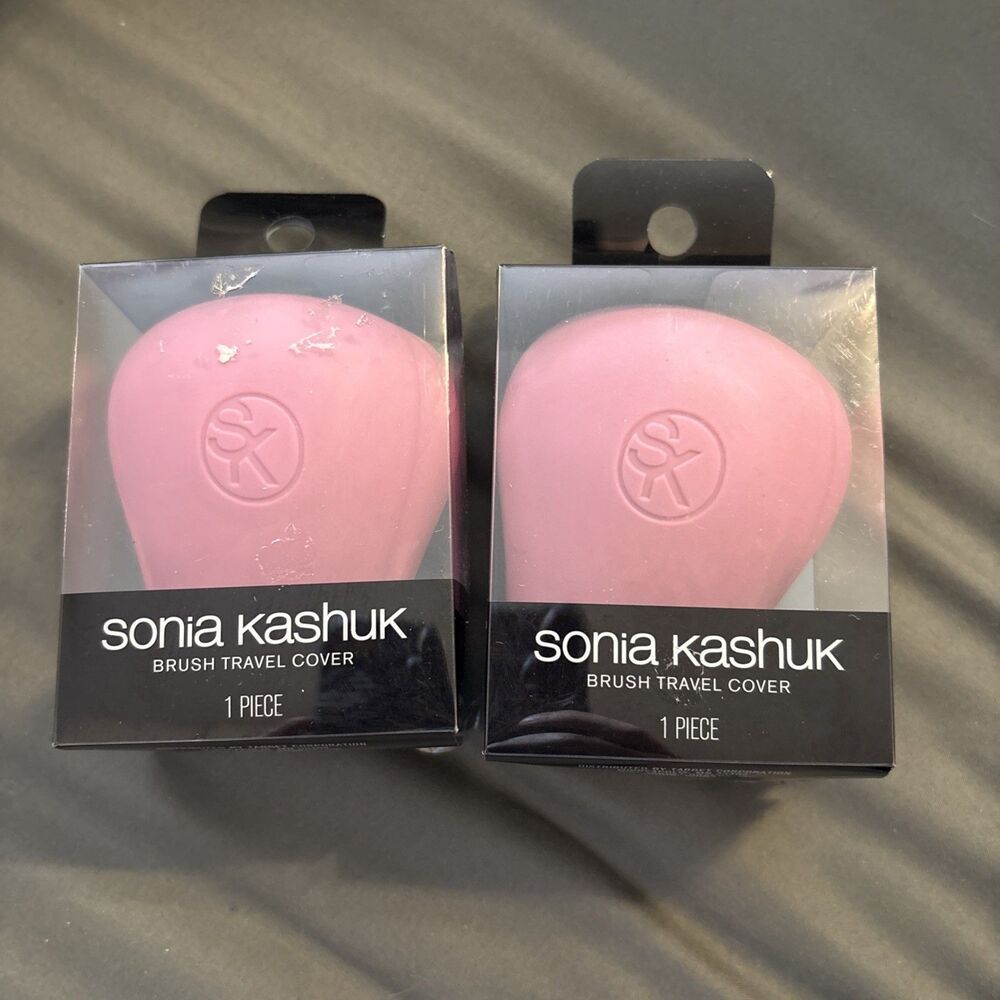 Sonia Kashuk Makeup Brush Cover Travel Case Pink Silicone - Set of 2 New